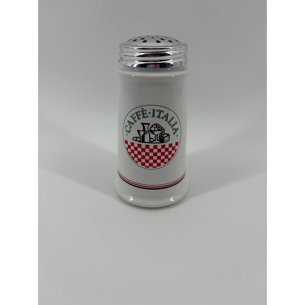 Vintage Himark Caffe Italia Ceramic Cheese‎ Shaker Retro Pizzeria White Red